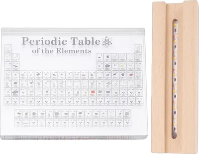 Zdjęcie produktu dla Periodic Table of Elements 83 Real Samples Wooden Stand Lighted Acrylic Periodic Table Decor for Students Teachers