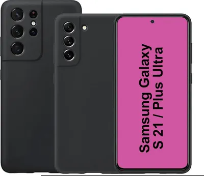 Two black smartphone cases are displayed side-by-side against a white background. The case on the right has a pink screen displaying text.