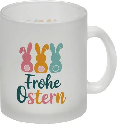 Produktbild von Frohe Ostern Hasen Glas Tasse für Osterdeko
