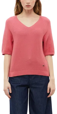 Produktbild von s.Oliver Damen Strickpullover – V-Ausschnitt, Kurzarm, Regular Fit