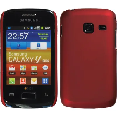 Produktbild von PhoneNatic Case kompatibel mit Samsung Galaxy Y Duos - Hülle rot gummiert Hard-case + 2 Schutzfolien