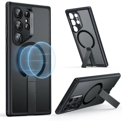 Produktbild von Schutzhülle mit Ständer für Samsung Galaxy S24 Ultra, MagSafe, 3 Standmodi, Militärnorm Schutz, Mattschwarz