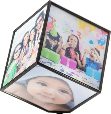 Immagine prodotto di Cubo fotografico rotante per 6 foto cubo fotografico galleggiante porta foto cornice cubo fotografico