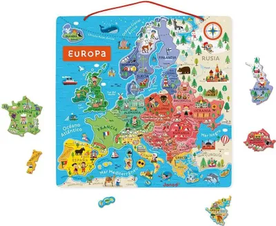Obrázek produktu pro Janod Magnetická mapa Evropy Španělská verze Vzdělávací hračka Pestrobarevná 12 měsíců-7 let Pestrobarevná 12 měsíců-7 let