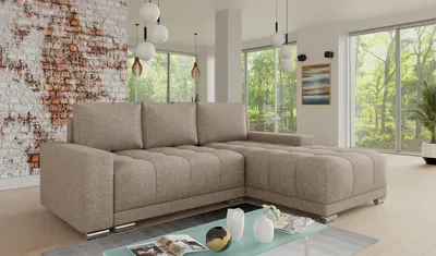 Produktbild von Ecksofa Pavo mit Schlaffunktion und Bettkasten - L-Form Couch mit Bonell-Federkern, Polsterecke, Couchgarnitur, Eckcouch, Sofa, Sofagarnitur (Sawana 27)