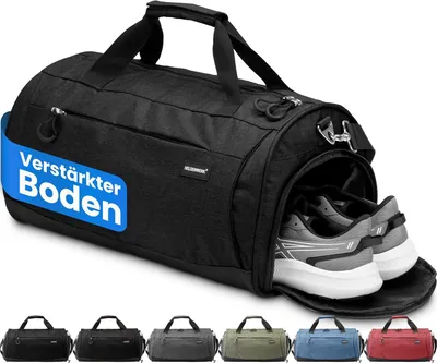 Obrázok produktu pre Športová taška 50 l, čierna, priehradka na topánky, mokrá priehradka, pre fitness