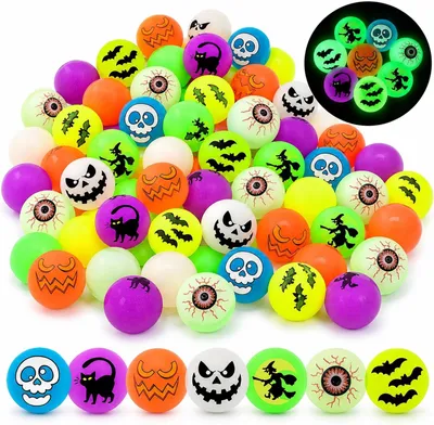 Imagen del producto de Flummi, coloridos, 48 unidades, diámetro de 25 mm, ideales para Halloween y fiestas