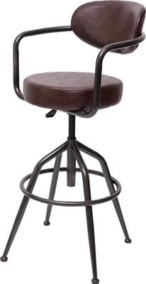 Image de Tabouret de bar HWC-H10f, chaise de bar tabouret de comptoir tabouret pivotant, hauteur réglable Industrial aspect daim ~ marron vintage