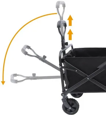 Imagen del producto de Carrito de camping - Diseño plegable - Capacidad de hasta 90 kg - Ruedas grandes - Ruedas grandes con asa ajustable - Se pliega con las ruedas montadas