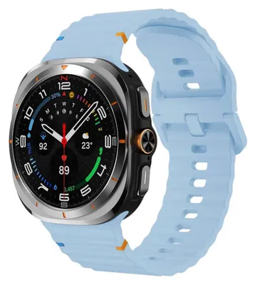 Produktbild von Für Samsung Galaxy Watch 8 / 8 Classic Design Wellenstruktur Silikon Armband Hellblau Größe: L