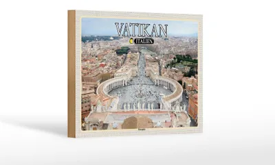 Produktbild von Holzschild Reise Vatikan Italien Petersplatz Baukunst 18x12 cm
