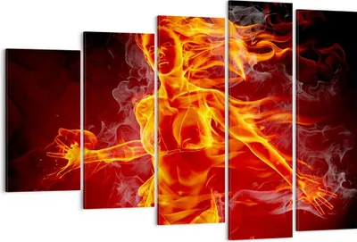Produktbild von Bild auf Leinwand - Leinwandbild - Frau Flammen Illustration - 150x100cm - Wand Bild - Wanddeko - Leinwanddruck - Bilder - Kunstdruck - Wanddekoration - Leinwand bilder - Wandkunst - EG150x100-0222