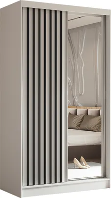 Produktbild von AX LIVING Modern Weiße Kleiderschrank mit Spiegel Cabinio 120cm brei