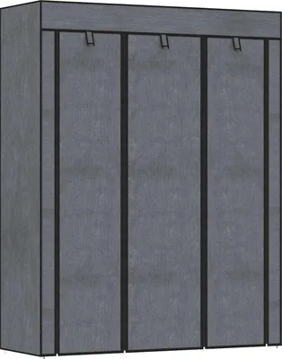 Immagine prodotto di Armadio in tessuto, armadio con aste appendiabiti, 8 livelli, armadio pieghevole, armadio pieghevole per camera da letto, corridoio, tessuto non tessuto, grigio scuro, 125 x 43 x 162,5 cm