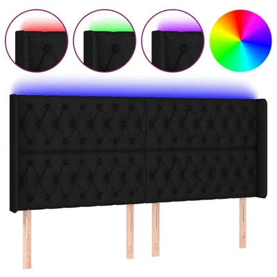 Obrázok produktu pre vidaXL LED čelo postele čierne 203x16x118/128 cm Látka