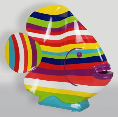 Zdjęcie produktu dla Casa Padrino XXL figura dekoracyjna ryba z kolorowymi paskami h. 110 cm - dekoracja salonu rzeźba