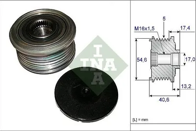 Produktbild von INA Generatorfreilauf Riemenscheibe Lichtmaschine für RENAULT Clio III Schrägheck (BR0/1, CR0/1)