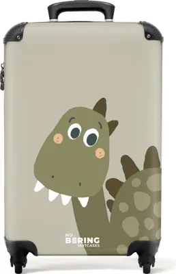 Produktbild von NoBoringSuitcases.com® - Koffer dino - Grüner Kindertrolley Jungen - 55x35x25Handgepäck Koffer 55x35x20 cm, 36L,