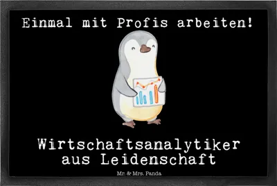 Produktbild von Mr. & Mrs. Panda fußmatte Wirtschaftsanalytiker Leidenschaft 40 x 60 cm - Schwarz - Geschenk, Schmutzfangmatte, teppichmatte, Schmutzmatte, Fußabtreter, Gummimatte