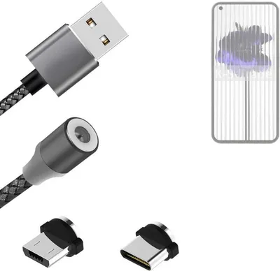 Produktbild von K-S-Trade Hochwertiges Magnet-Lade-kabel Sync-Kabel Daten-Kabel für Nothing 1 mit USB-Typ-C-Anschluss und Micro-USB-Anschluss 2A bis zu 480mbps