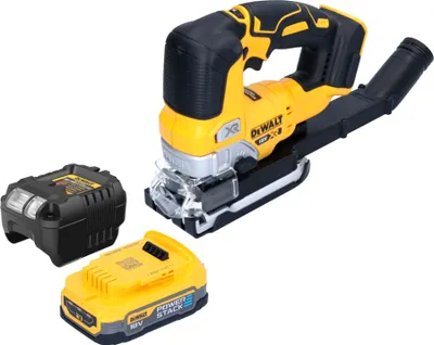 Produktbild von DeWalt DCS 334 E1 Akku Pendelhub Stichsäge 18 V Brushless + 1x Powerstack Akku 1,7 Ah + Ladegerät