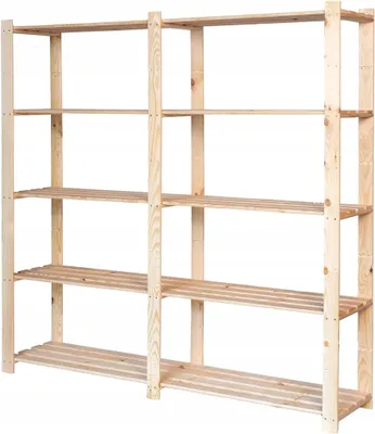 Obrázok produktu pre STOLMAK Drevený regál 170x170x38 cm, 5 políc, masívna borovica, prírodný, regál do garáže a pivnice