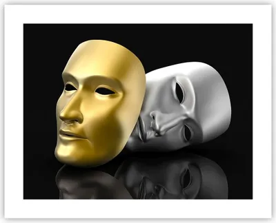 Produktbild von Poster - Poster ohne Rahmen - Maske Theater Bühne Schauspieler - 50x40 cm - Wand Bild - Wanddeko - Wandbilder - Kunstposter - Wandposter - Bilder - Kunstdruck - Wandbild - P2XAA50x40-2432