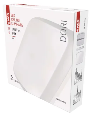 LED Deckenleuchte Dori, eckig, weiss 18W neutralweiss, IP54