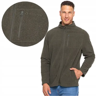 Produktbild von Herren-Fleecejacke mit Taschen, Reißverschluss, dick, modisch, warm, Moraj L grün