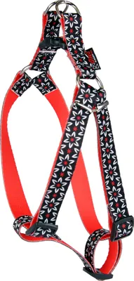 Produktbild von Schwarze regulierbare Hunde-Hosenträger mit Blumenmuster 20mm/40-60cm DINO