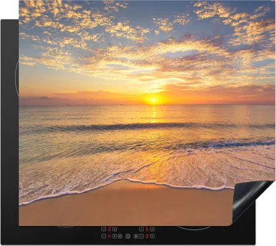Produktbild von KitchenYeah© Herdabdeckplatte Strand - Farben - Sonne , 59x51cm, Küche Deko, Glaskeramikkochfeld Herdabdeckung, Abdeckplatte fùr Kochfeld