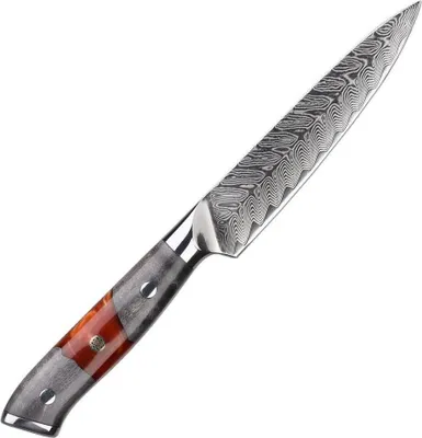 Obrázok produktu pre Damaškový kuchynský nôž YA-37551 - Červená/Sivá KP37551