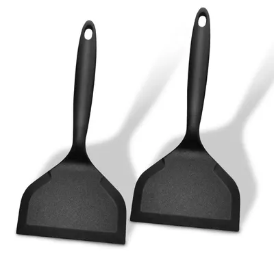 Productafbeelding van Siliconen spatel, 2 stuks, hittebestendig tot 230°C, BPA-vrij, zwart, 25x12 cm