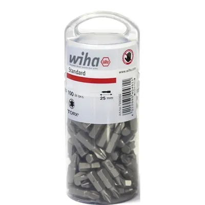 Produktbild von Wiha Bit Set Standard 25 mm TX (T25) 100-tlg. 1/4 in Großpackung