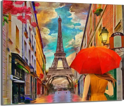 Immagine prodotto di Piastra copriforno 60x52 Coperchio per piano cottura in Vetroceramica Paraspruzzi Piastra in vetro Tagliere decorativo, Paris Colorful