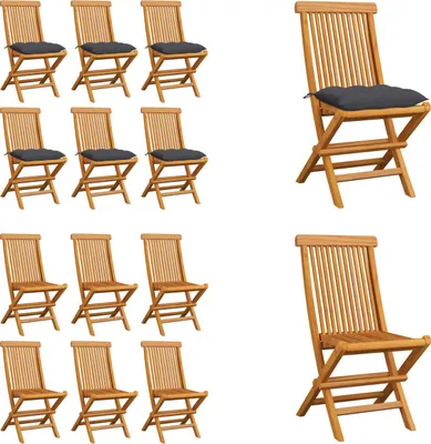 Produktbild von vidaXL Gartenstühle mit Anthrazit Kissen 6 Stk. Massivholz Teak - Gartenstuhl - Gartenstühle - Holz-Gartenstuhl - Holz-Gartenstühle