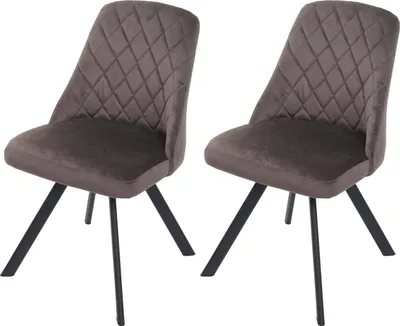 Produktbild von 2er-Set Esszimmerstuhl MCW-K25, Küchenstuhl Lehnstuhl Polsterstuhl, Metall Samt  dunkelbraun