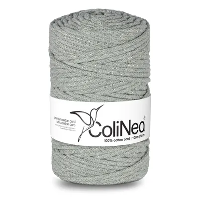 Zdjęcie produktu dla ColiNea, bawełniany sznurek z bawełnianym rdzeniem, pleciony, 5 mm, 100 m, szary ze srebrną nitką