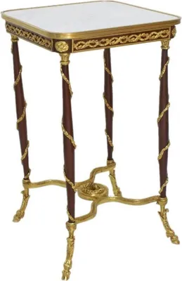 Produktbild von Casa Padrino Barock Beistelltisch Braun / Gold / Weiß 45 x 45 x H. 78 cm - Handgefertigter Massivholz Tisch im Barockstil - Barock Wohnzimmer Möbel
