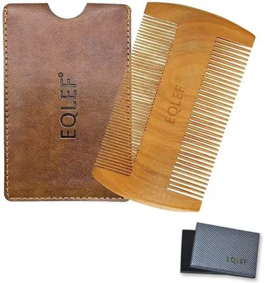 Produktbild von Holz Bart und Schnurrbart Kamm - Nicht-Statisches Sandelholz Handgefertigt (9 cm)