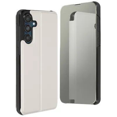 Image de Avizar, étui à rabat avec effet miroir Samsung Galaxy M55, Argent