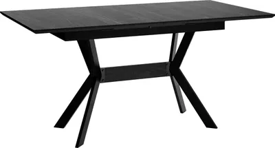 Produktbild von byLIVING Esstisch BREMEN / Tischplatte Eiche schwarz / Gestell Metall schwarz / mit Auszug / B 160 - 200, H 75, T 90 cm