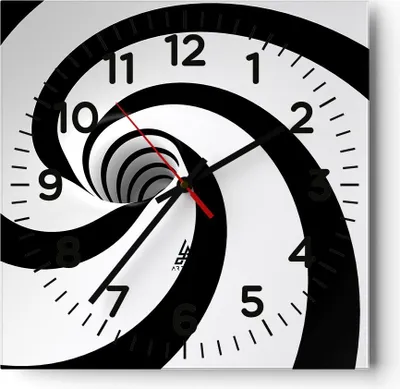 Produktbild von Wanduhr - Quadrat - Glasuhr - Spirale Streifen Komposition - 40x40cm - Schleichendes Uhrwerk - Lautlos - zum Aufhängen bereit - Dekoration Modern - Wanddekoration aus Glas - C4AC40x40-2649