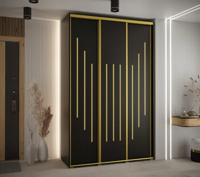 Produktbild von Kleiderschrank ASIRI 8 - 150/45 cm, schwarz/gold