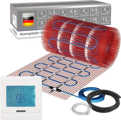 Produktbild von VILSTEIN Elektrische Fußbodenheizung 150W - Komplett-Set - Für nahezu alle Bodenbeläge | 12m² - 24m