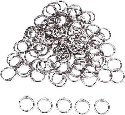 Produktbild von 100 Stück 1 Zoll runde lose Blatt Binderringe in Silber für Organisation und kreative Projekte