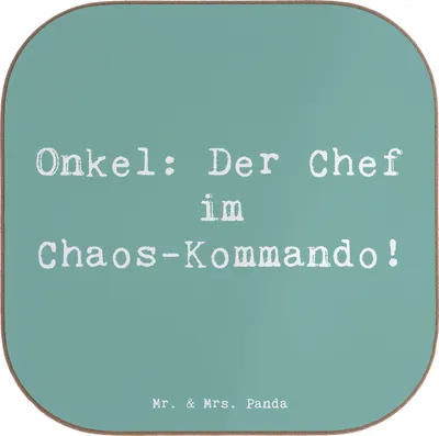 Produktbild von Mr. & Mrs. Panda Tischuntersetzer Spruch Onkel Chef - Meeresbrise - Geschenk, Coaster, Spaß, Chaos, Untersetzer Glas, für Gläser, Flaschenuntersetzer, Tasse, Familie