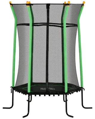 Produktbild von Trampolin für Kinder, Ø163,5 cm, mit Sicherheitsnetz, gepolstert, Stahl, belastbar bis 50 kg