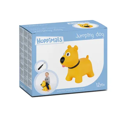Produktbild von Hoppimals Gummi-Hüpfburg für Kinder mit Pumpe, HUND, Gelb