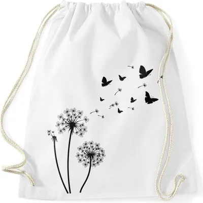 Produktbild von Turnbeutel Pusteblume Schmetterlinge Dandelion Butterflys Autiga® weiß unisize